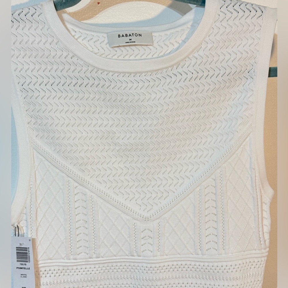 Babaton White Knit Cropped Tank - Picture 4 of 6